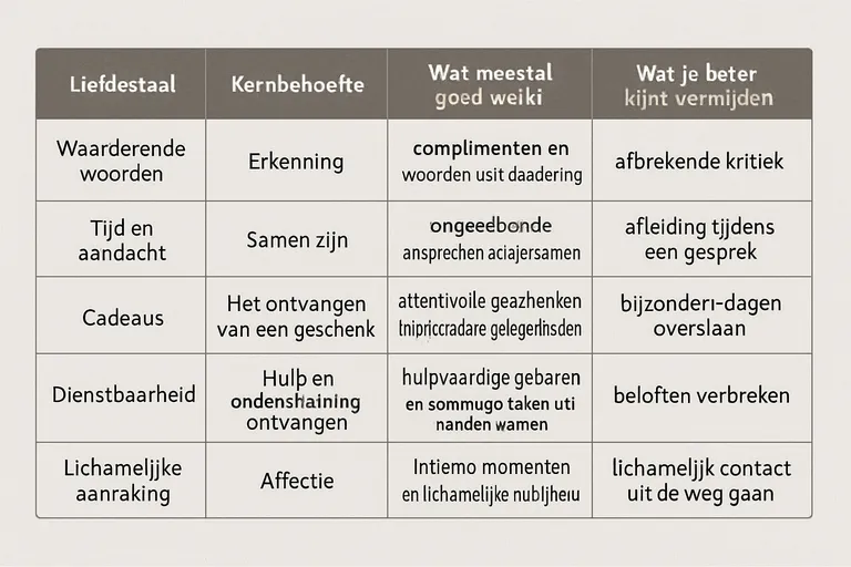 De vijf talen uitgelegd